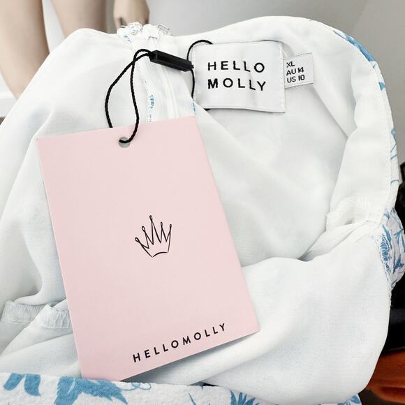 [Hello Molly] Full of Fun Blue Floral Print Tiered Ruffle Maxi Dress NWT Size 10 - Picture 11 of 12